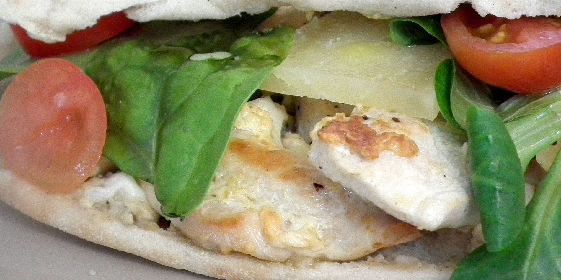 Chicken, cheese, salad pitta bread