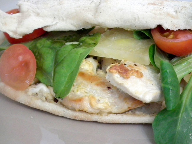 chicken-manchego-pitta Chicken, cheese, salad pitta bread