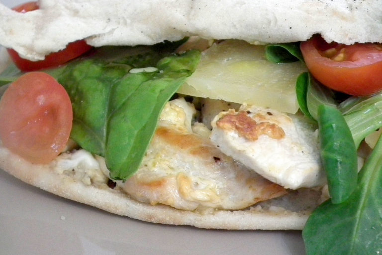 chicken-manchego-pitta Chicken, cheese, salad pitta bread