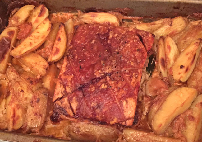 Pork belly baked in milk