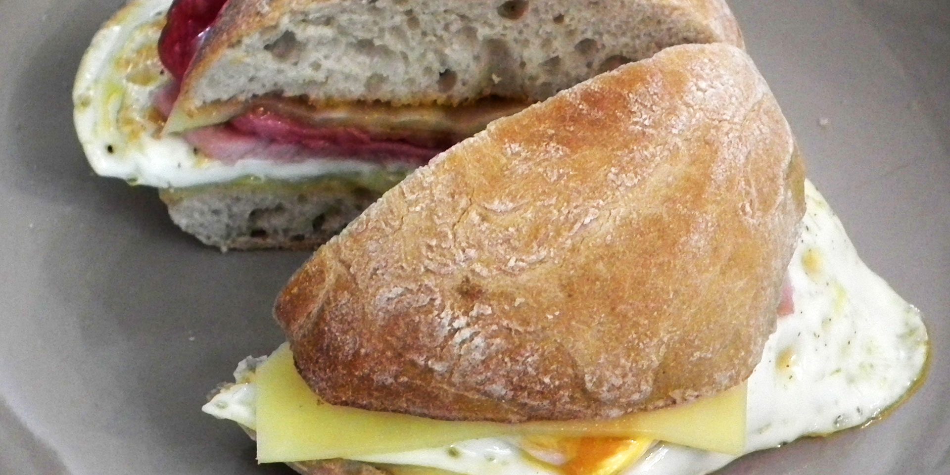 Bacon, egg and cheese ciabatta